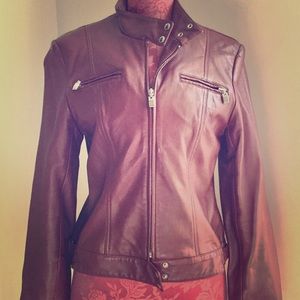 Hugo Buscati Red leather biker jacket